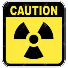 Radioactivity label / category per 50sheets, Yellow background & radioactivity logo black